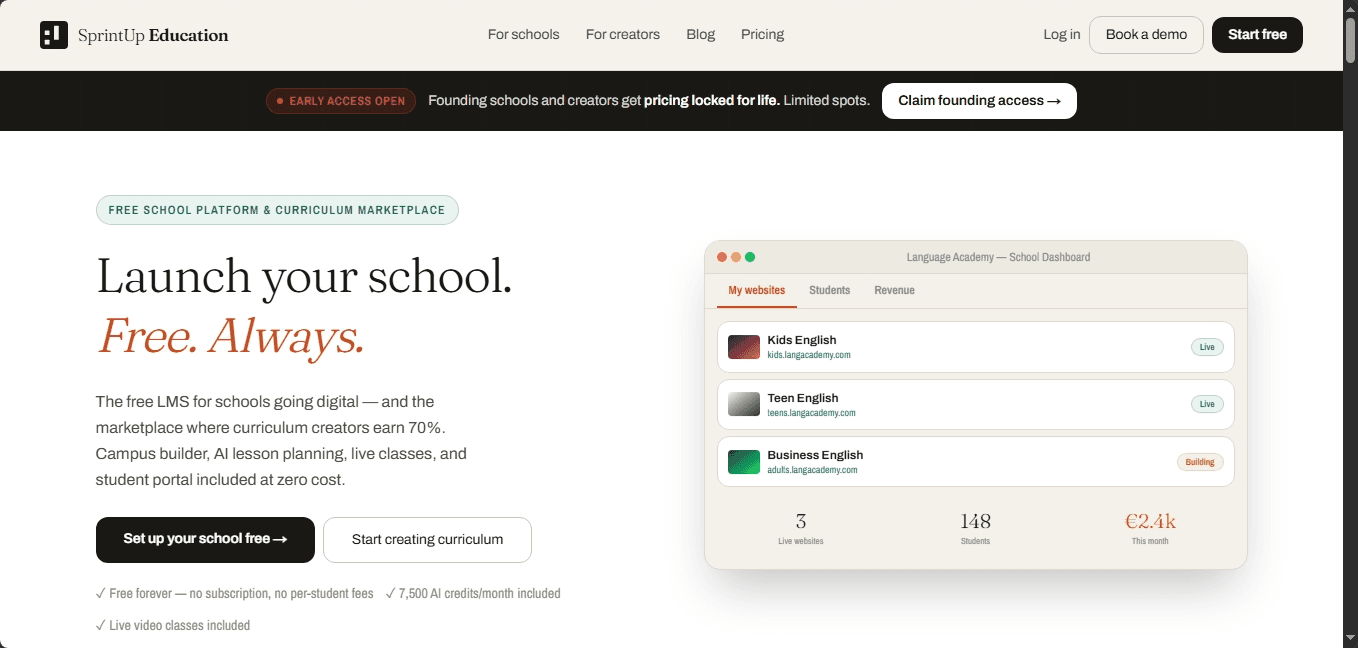 SprintUp Education — Développement d'une plateforme EdTech pour la gestion de campus numériques