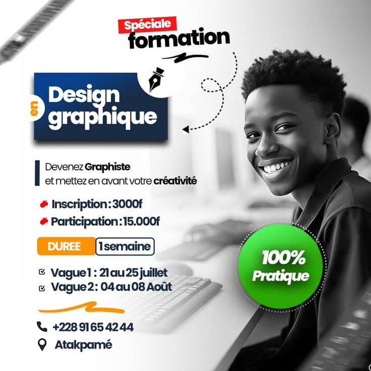 Formation Design Graphique — Atakpamé — Flyer promotionnel — Formation Design Graphique