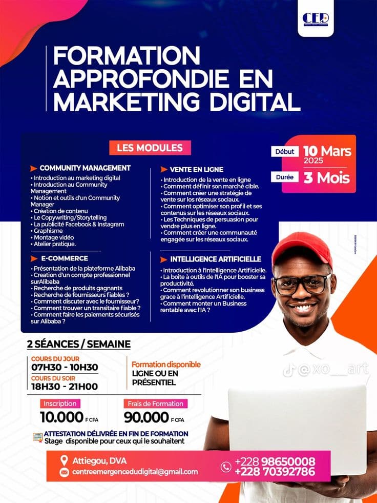 CED — Centre Émergence du Digital — Flyer formation — Marketing digital complet