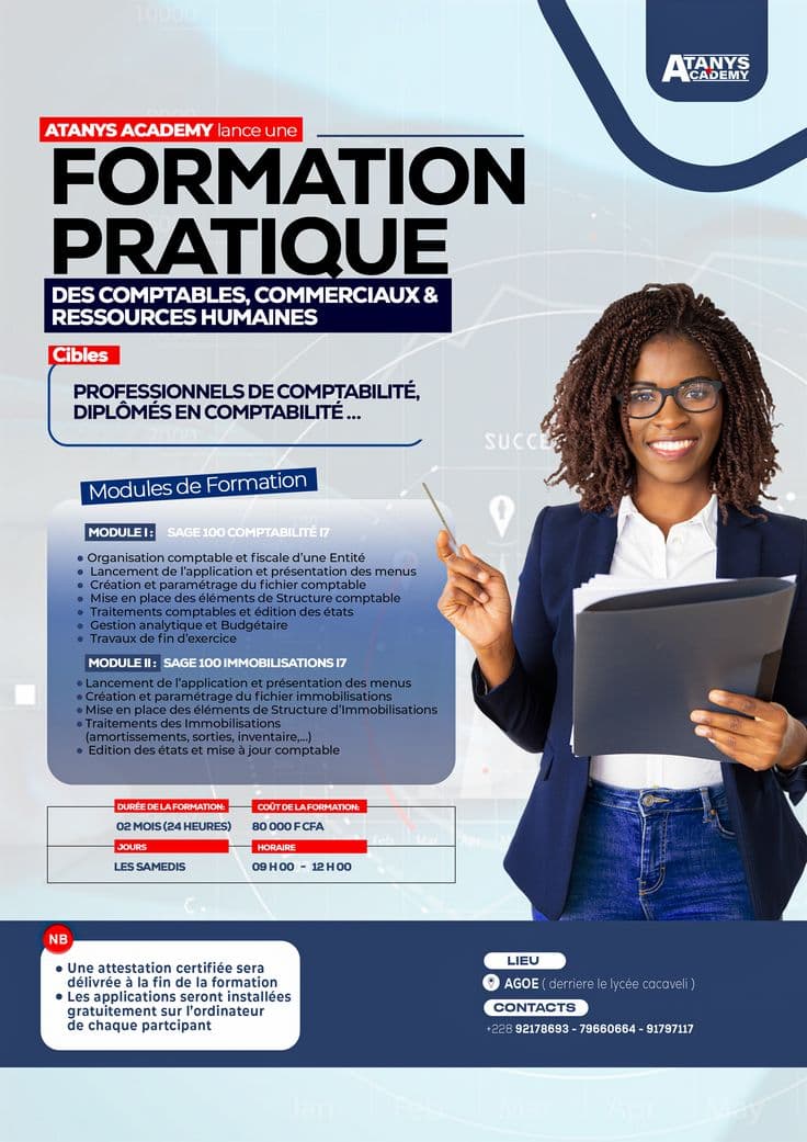 Atanys Academy — Flyer formation — Comptabilité & RH avec SAGE 100